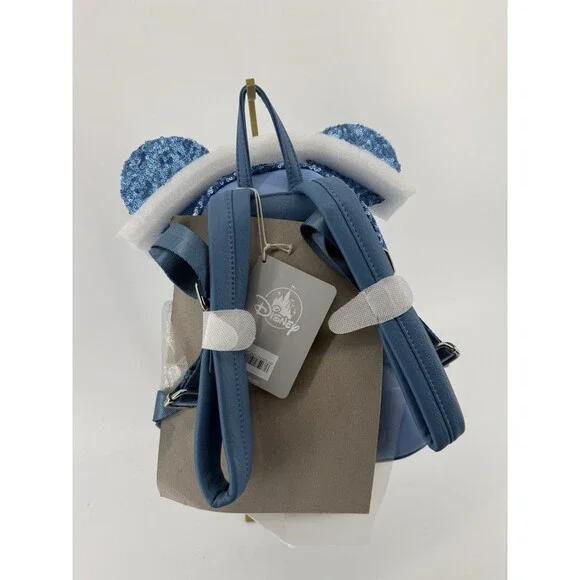 Loungefly Disney Parks Minnie Mouse Sequin Mini Backpack - Hydrangea Blue - NWT - Picture 7 of 9